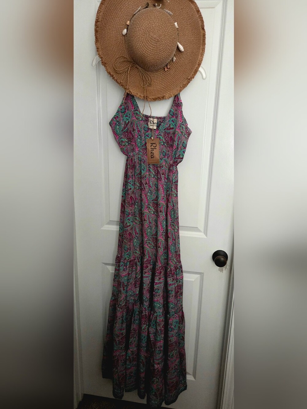 Pink & Teal Paisley Maxi Dress